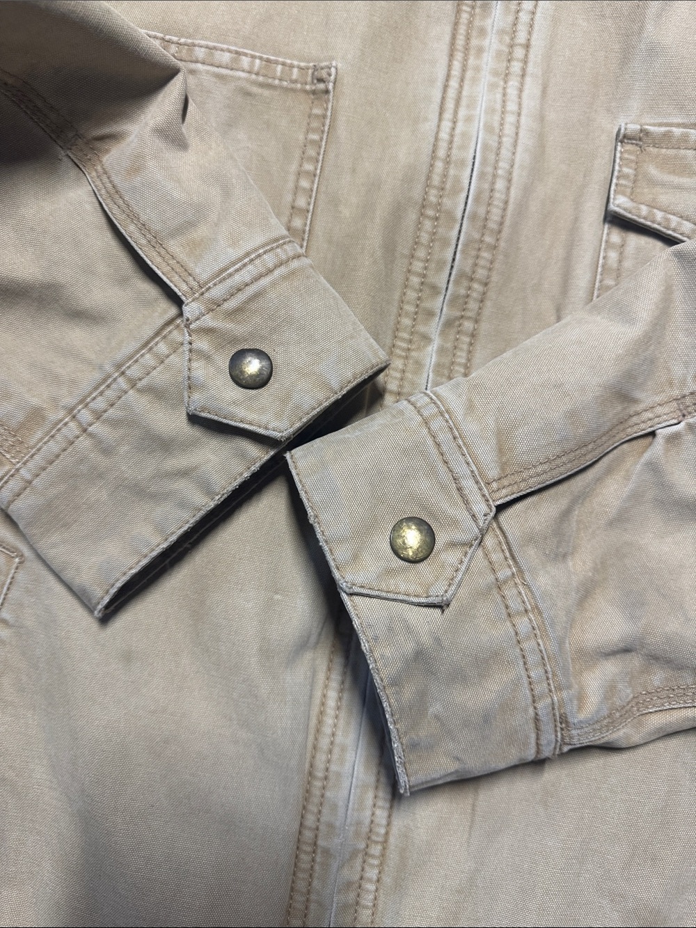AMERICAN EAGLE MENS XL KHAKI CANVAS CHORE FIELD JACKET COAT CORDUROY COLLAR WORK - Picture 17 of 17